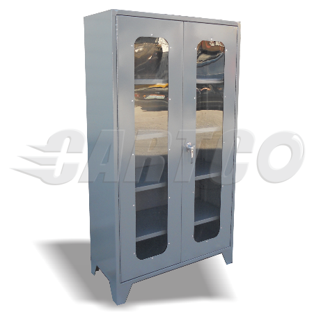 Gabinete de Lamina 2 Puertas con Ventanas y Repisas Ajustables modelo GB